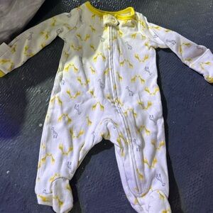 Adorable Yellow and Gray Giraffe Print Baby Onesie